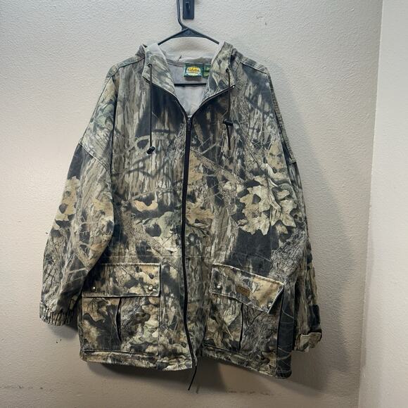 Cabela's Jacket Mens XL Camo Mossy Oak Hooded Vintage Field Coat Zip Whitetail - Picture 1 of 10